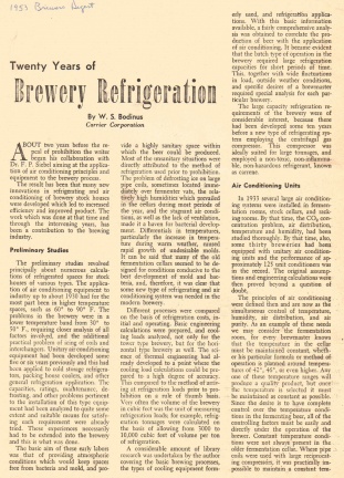 Brewery refrigeration history 1953
